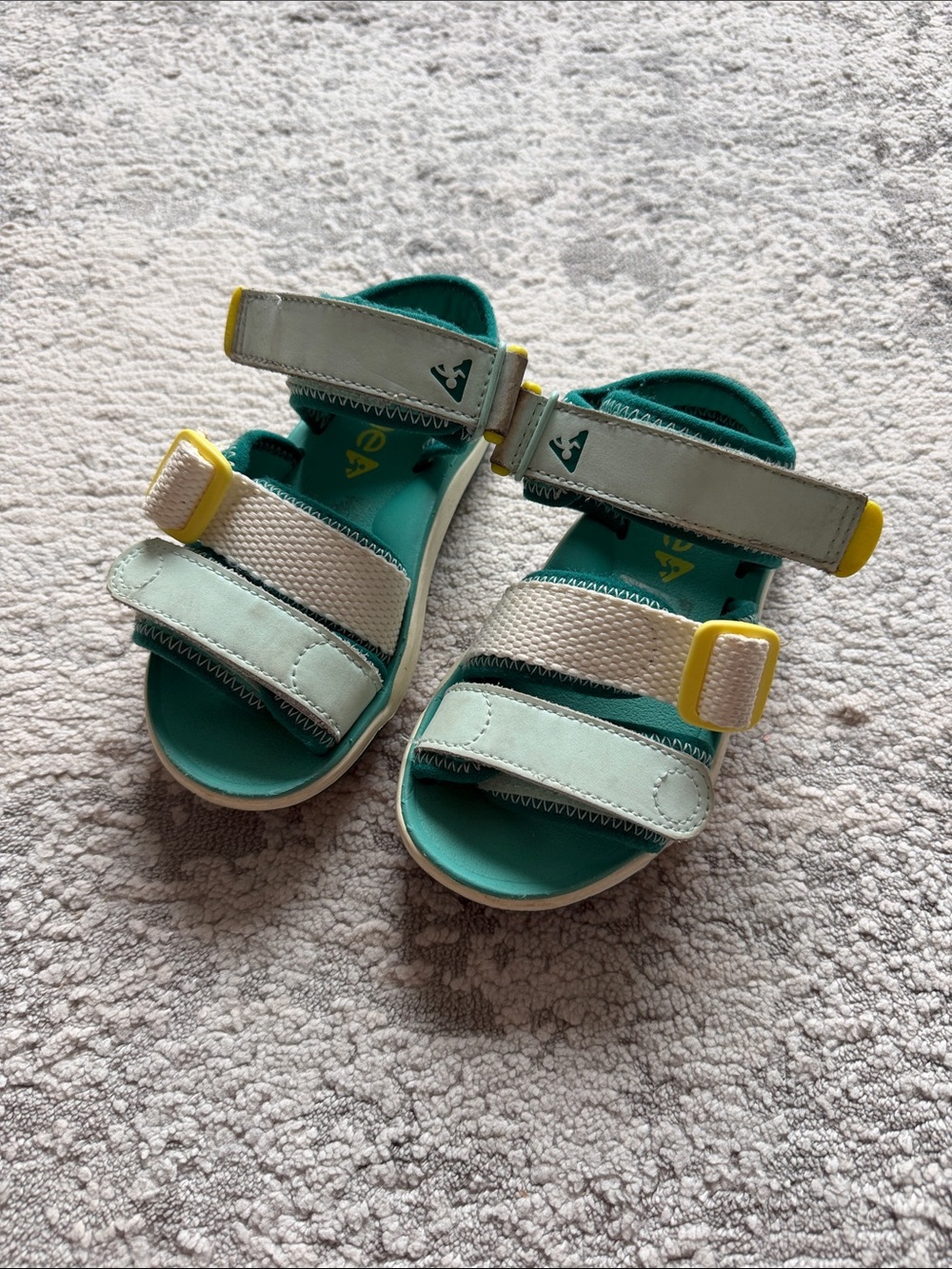 PLAE Teal, Mint and Yellow Kids Adjustable Strap Sandals size US 8